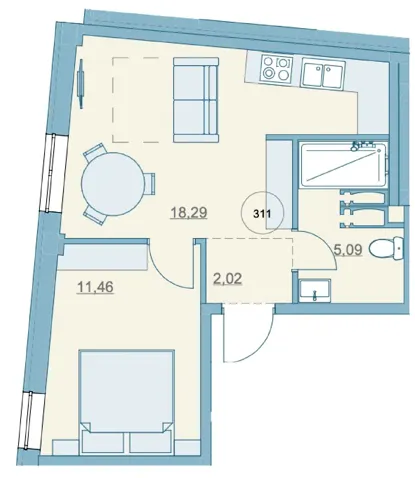 ЖК Park Hills (Молодіжна ініціатива) — 36.9 м²