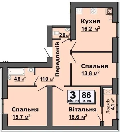 вул. Залізнична, 16 — 86 м²