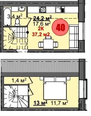 Клубний будинок Світанок — 37.2 м²