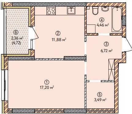 1-комнатная квартира, 46 м², вул. В’ячеслава Чорновола, Бровары — фото 1