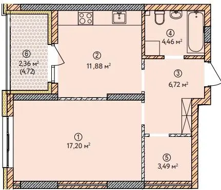 ЖК Krona Park II — 46.1 м²