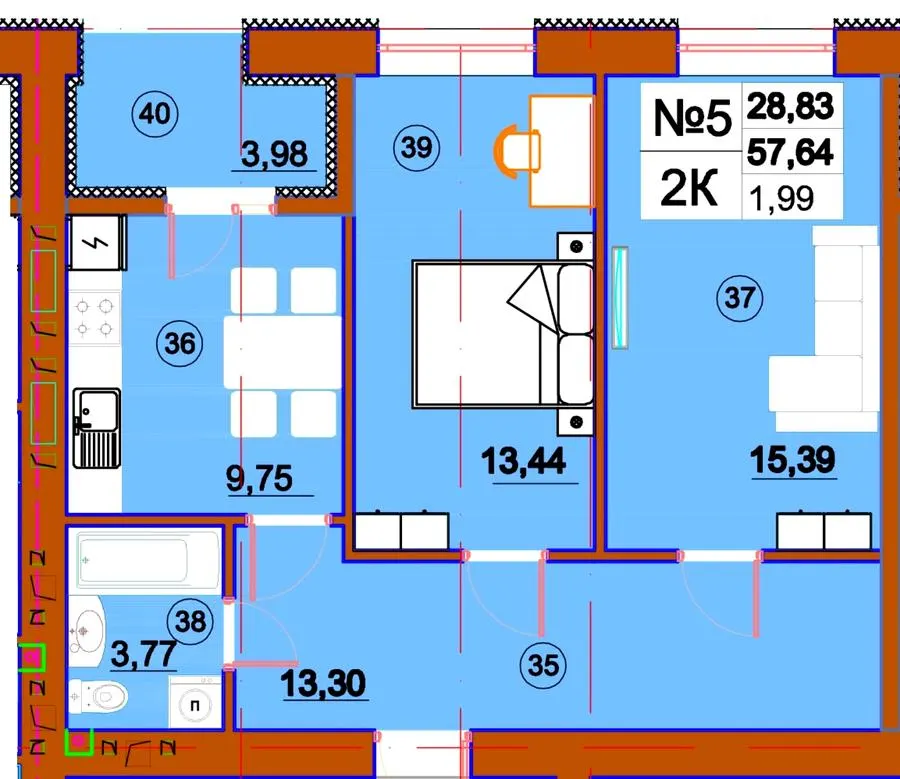 ЖК Комфорт Сіті — 57.6 м²