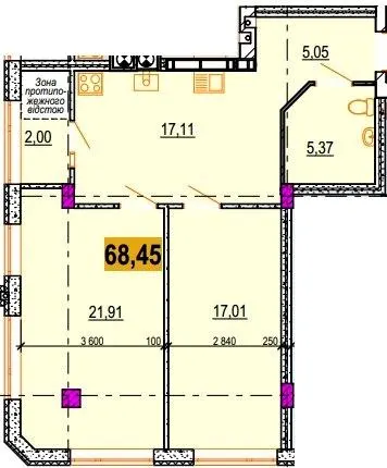 Клубний будинок ParkLake — 68.5 м²
