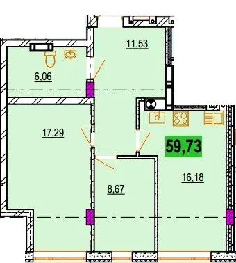 Клубний будинок ParkLake — 59.7 м²