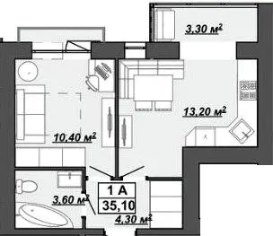 Житловий район Княгинин — 35.1 м²