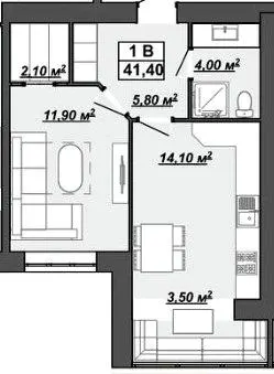 Житловий район Княгинин — 41.4 м²