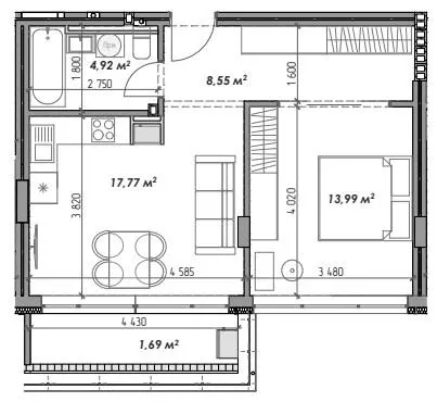 ЖК Index Yard — 46.9 м²