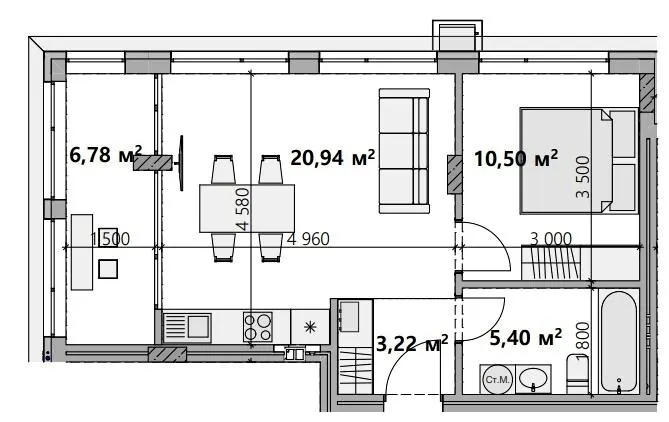 ЖК Index Yard — 46.8 м²