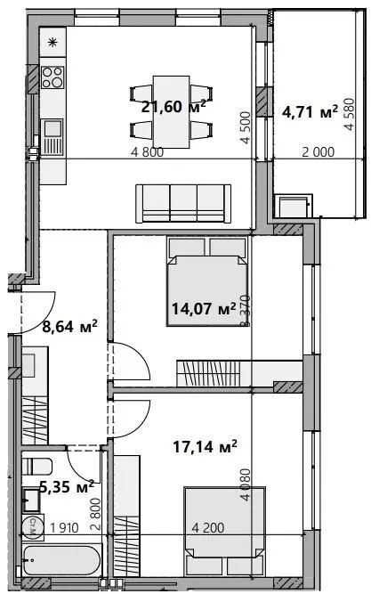 ЖК Index Yard — 71.5 м²