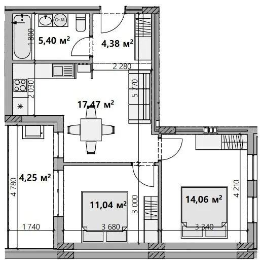 ЖК Index Yard — 56.6 м²