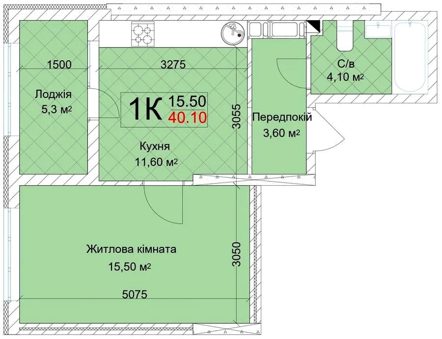 ЖК Квітень — 40.1 м²