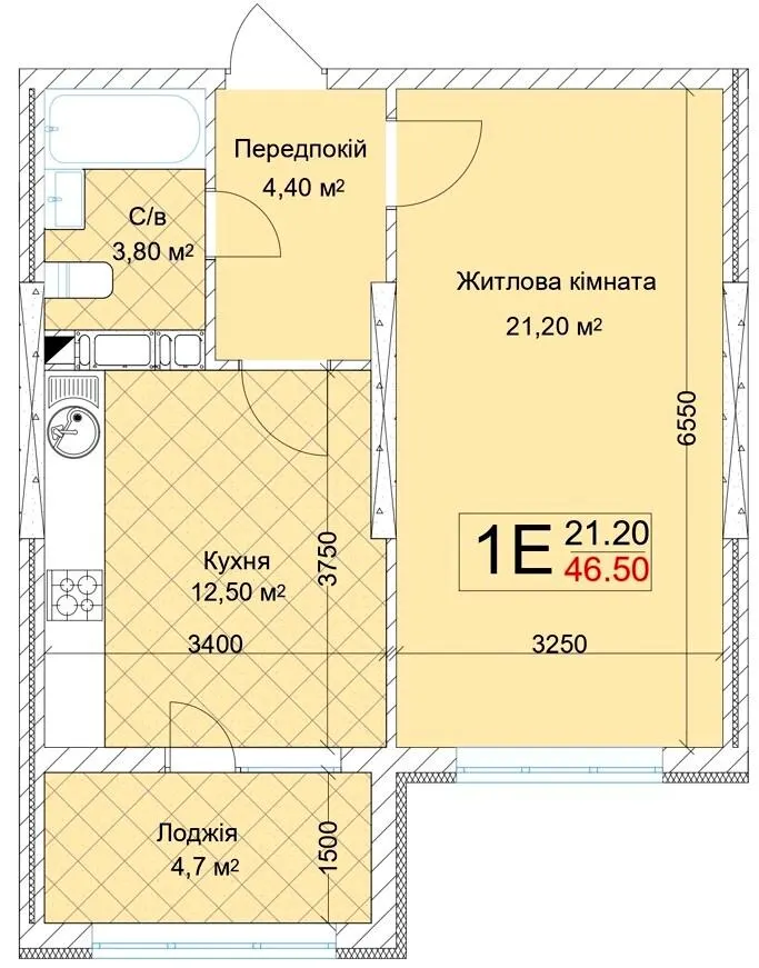 ЖК Квітень — 46.5 м²