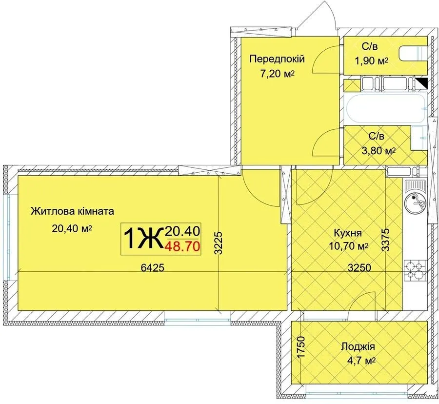 ЖК Квітень — 48.7 м²