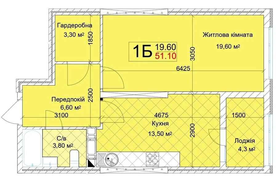 ЖК Квітень — 51.1 м²