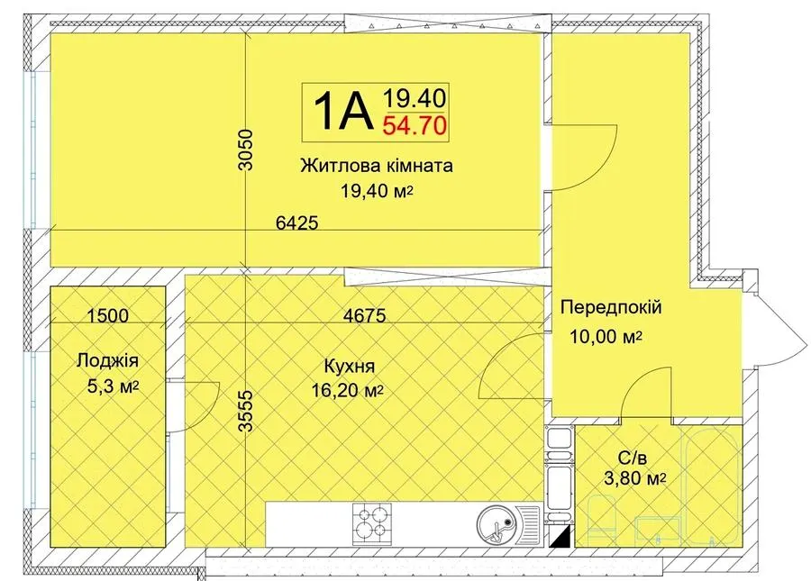 ЖК Квітень — 54.7 м²
