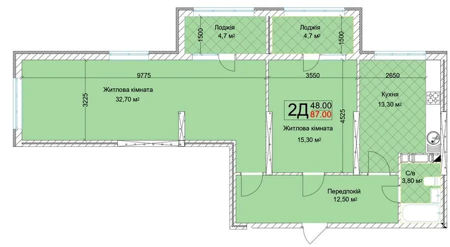 ЖК Квітень — 87 м²