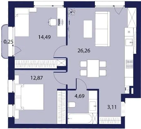 ЖК РЕМ — 61.7 м²
