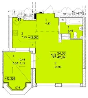 1-кімнатна квартира, 43 м², бул. Леоніда Бірюкова, 2а, Буча — фото 1
