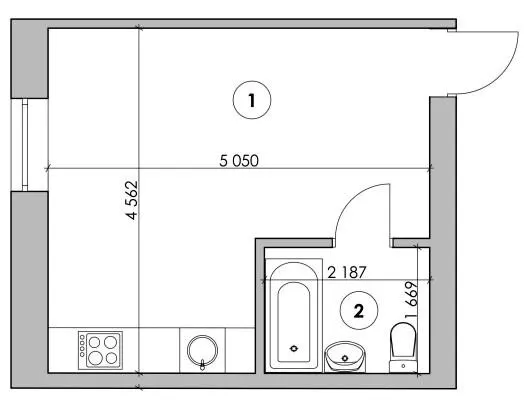 Клубний будинок Проців-1 (Лазурний) — 22.6 м²