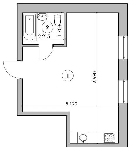 Клубний будинок Проців-1 (Лазурний) — 31 м²