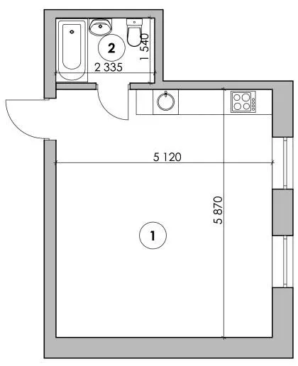 Клубний будинок Проців-1 (Лазурний) — 33.6 м²