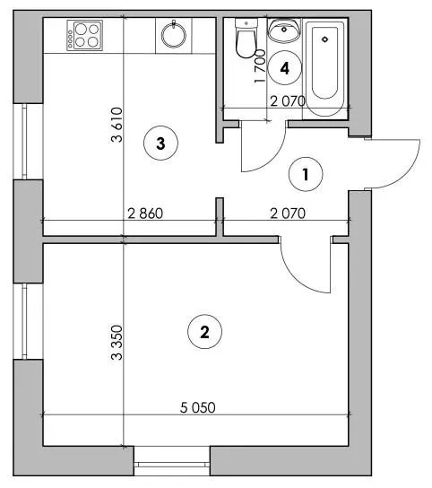 Клубний будинок Проців-1 (Лазурний) — 34.5 м²