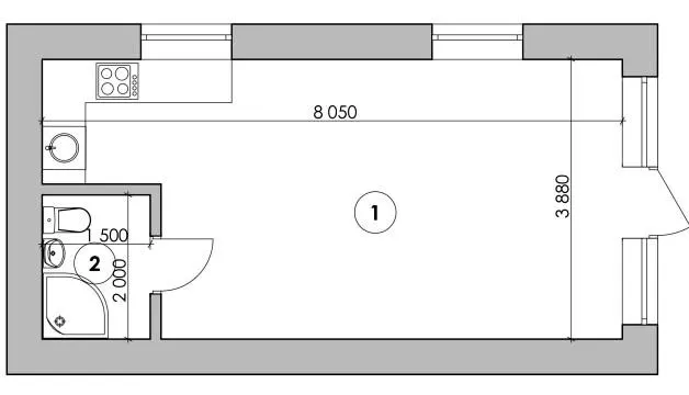 Клубний будинок Проців-1 (Лазурний) — 30.7 м²