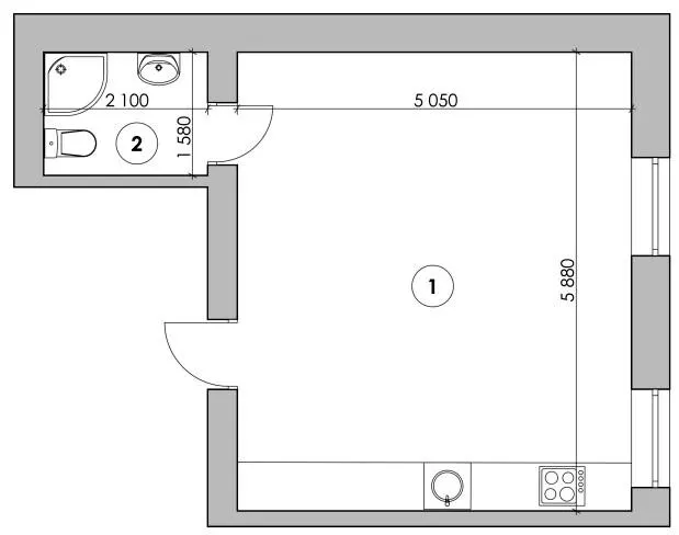 Клубний будинок Проців-1 (Лазурний) — 33 м²