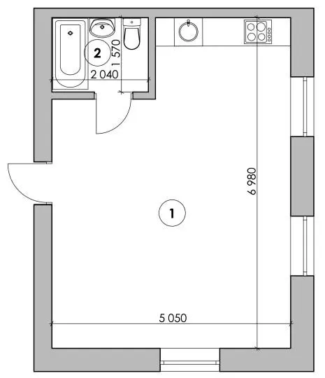 Клубний будинок Проців-1 (Лазурний) — 34.7 м²