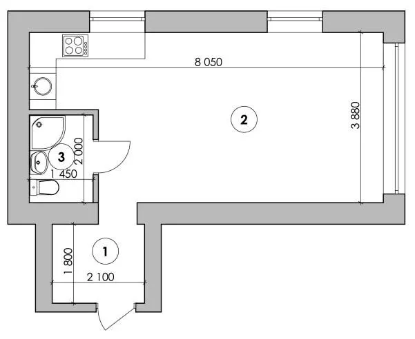 Клубний будинок Проців-1 (Лазурний) — 34.7 м²
