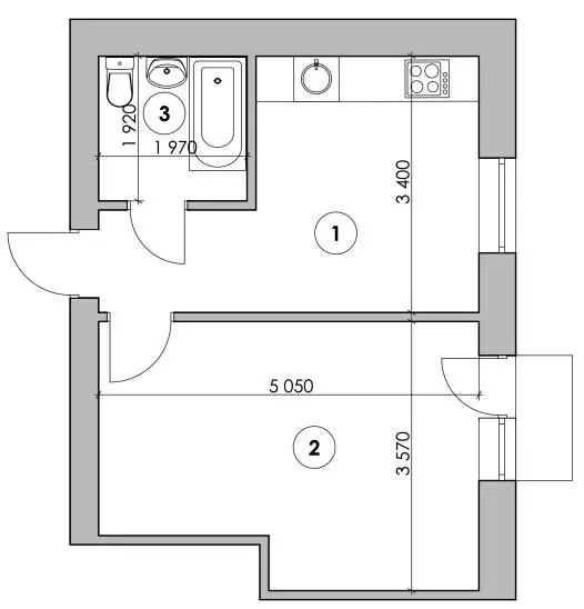 Клубний будинок Проців-1 (Лазурний) — 33.1 м²