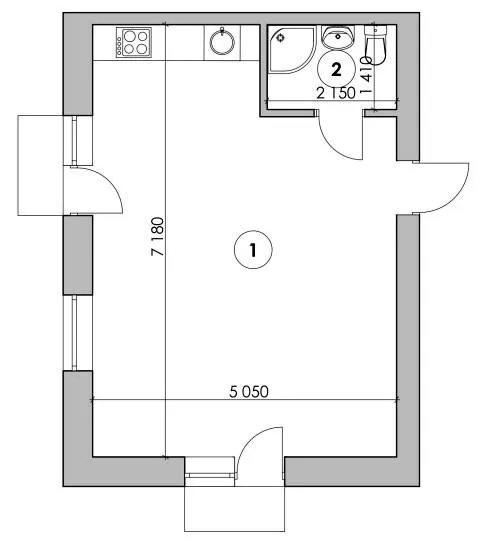 Клубний будинок Проців-1 (Лазурний) — 35.8 м²