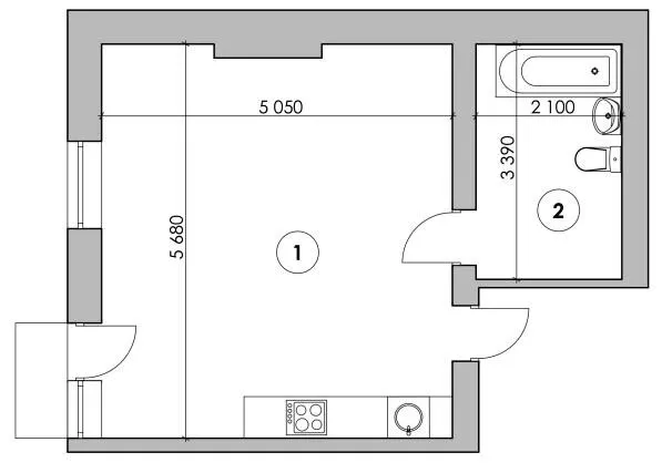 Клубний будинок Проців-1 (Лазурний) — 35.5 м²