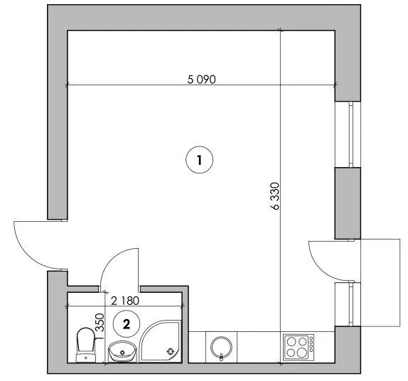 Клубний будинок Проців-1 (Лазурний) — 31.8 м²