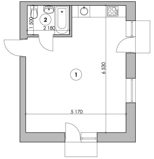 Клубний будинок Проців-1 (Лазурний) — 33.2 м²