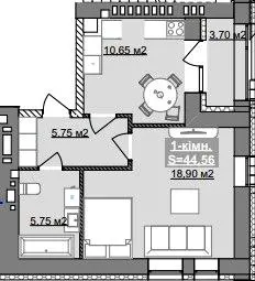 ЖК Паркове містечко (7 черга) — 44.6 м²