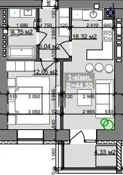 ЖК Паркове містечко (7 черга) — 44.5 м²