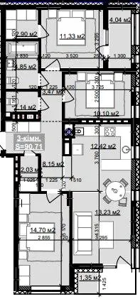 ЖК Паркове містечко (7 черга) — 90.7 м²