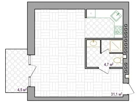 Апарт-комплекс Little Italy Apartments — 37.2 м²