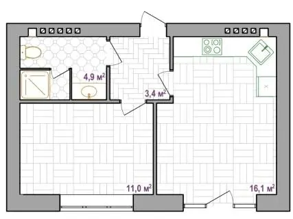 Апарт-комплекс Little Italy Apartments — 35.4 м²