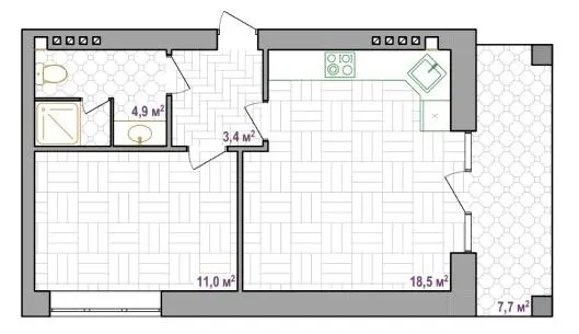 Апарт-комплекс Little Italy Apartments — 40.1 м²