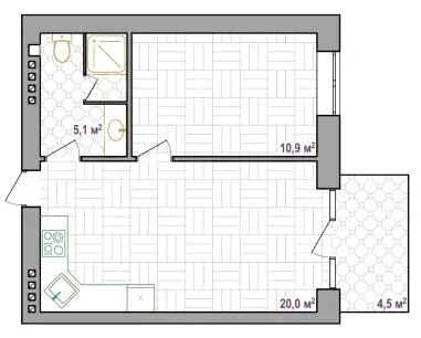 Апарт-комплекс Little Italy Apartments — 37.4 м²