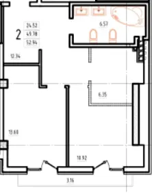 ЖК Гімназист — 51.9 м²