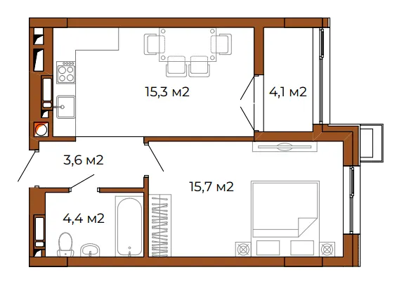 ЖК Park House Deluxe — 42.8 м²