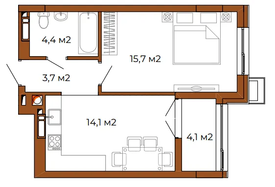 ЖК Park House Deluxe — 42.1 м²