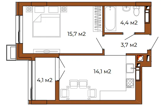 ЖК Park House Deluxe — 42.1 м²