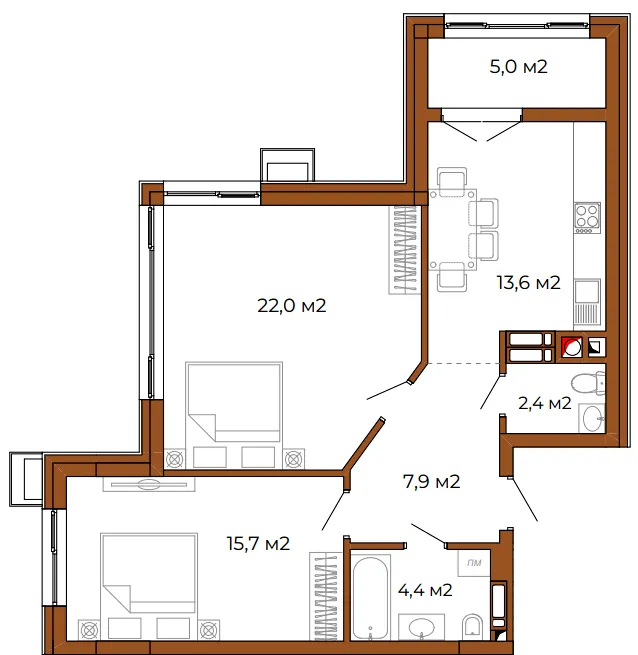 ЖК Park House Deluxe — 70.6 м²