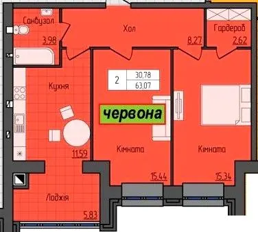 ЖК Grand City Dombrovskyi — 63.1 м²