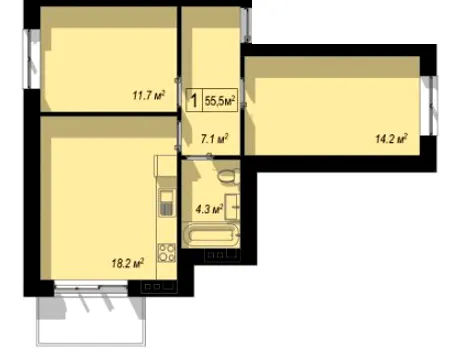 вул. Петриківська, 22 — 55.5 м²