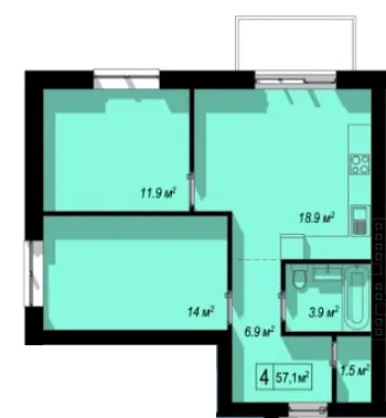 вул. Петриківська, 22 — 57.1 м²